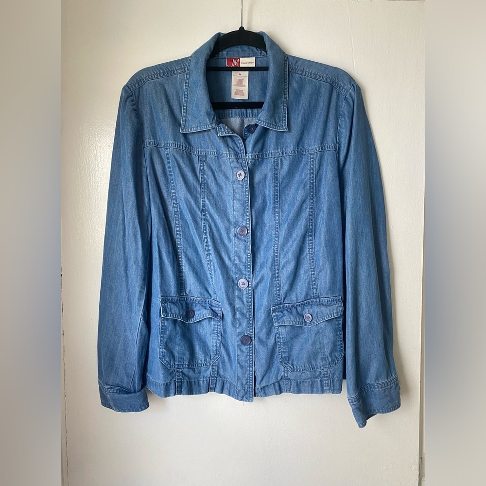 Button Up Denim Look Soft Jacket